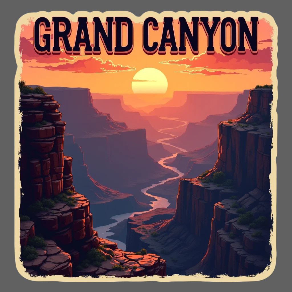 Grand Canyon Sticker Vinyl Decal Sunset Desert Landscape National Park Travel