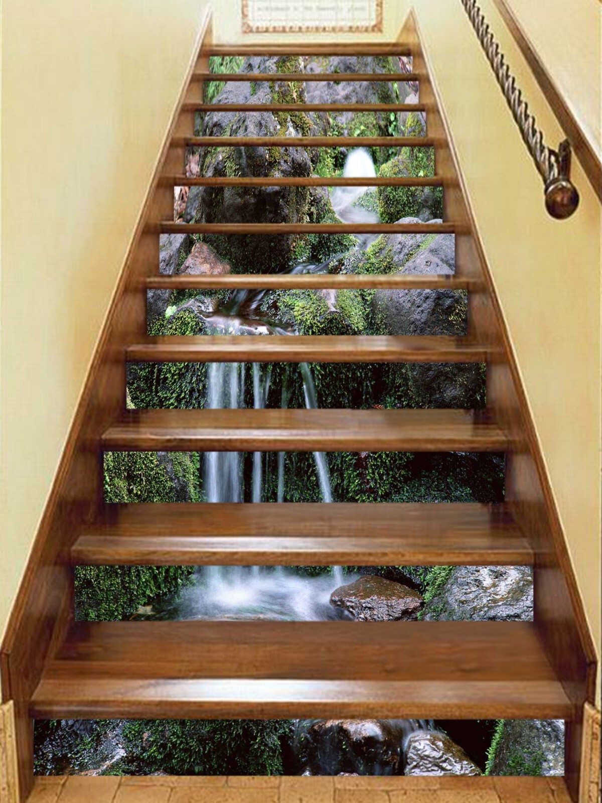 3D Stone Waterfall AZ761 Stair Risers Decoration Mural Vinyl Wallpaper Kay