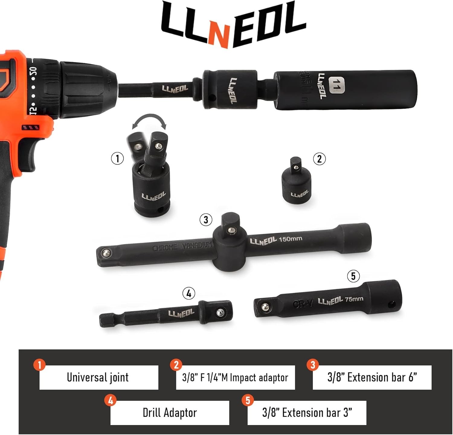 Impact Socket Set 3/8 Drive,95Pcs Deep&Shallow Socket Wrench Set,6 Point Metric&