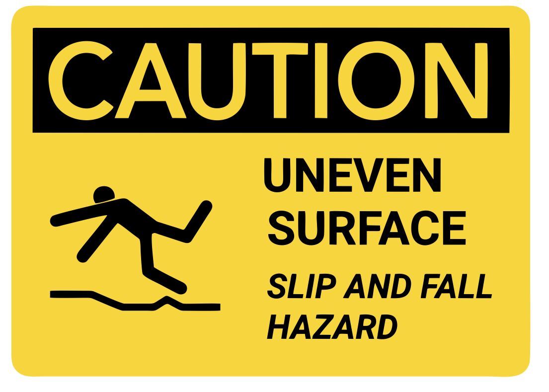 Caution Uneven Surface Slip & Fall Hazard Safety Sign Sticker Decal Label D7322