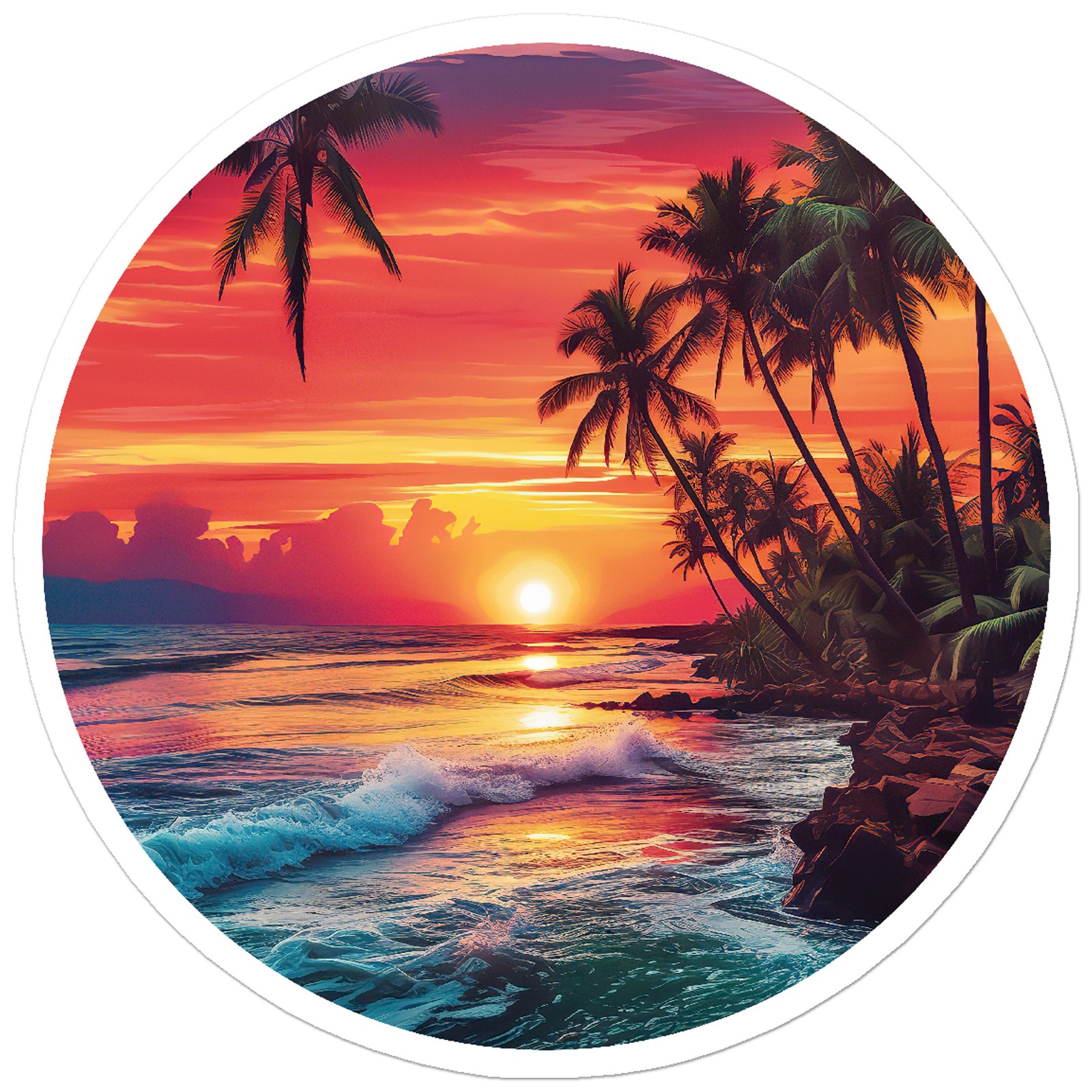 Palm Trees Beach Surf – Vinyl Decal Sticker – Car Window Laptop – ebn9709