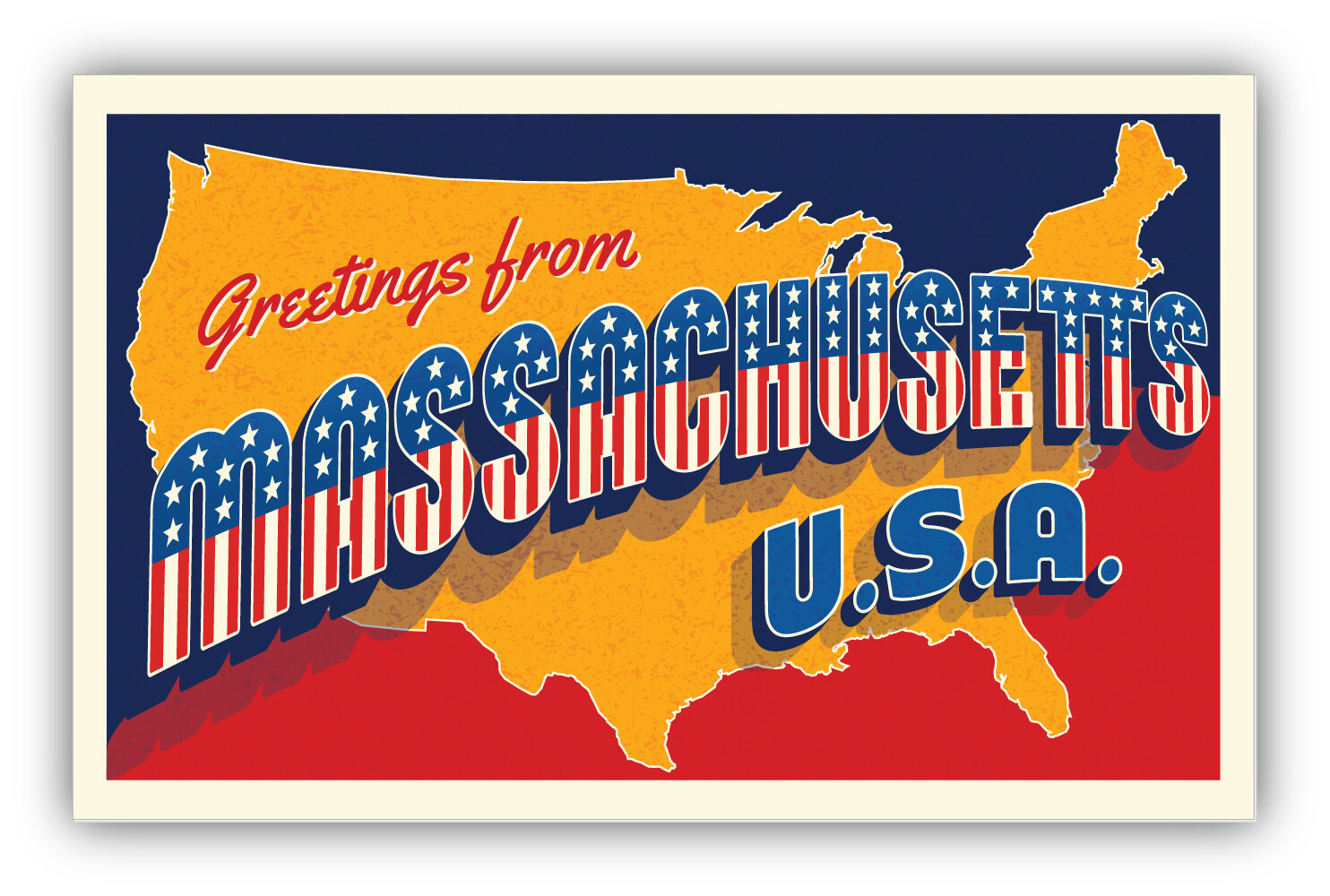 Massachusetts USA State Vintage Greetings Vinyl Sticker Decal