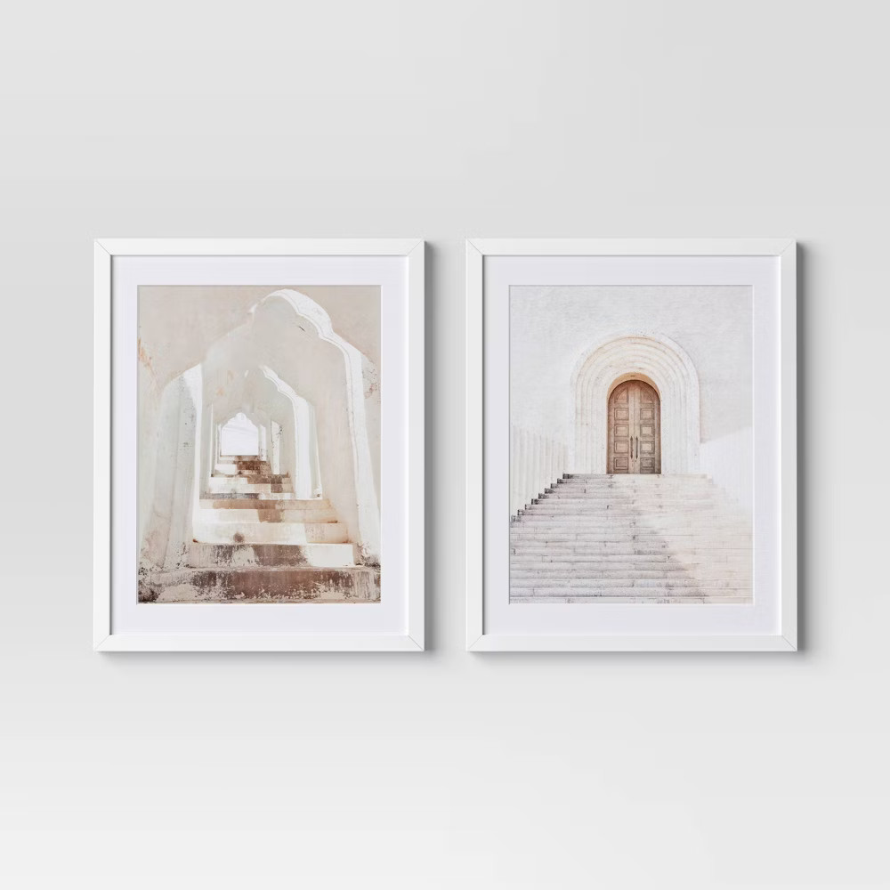 (Set of 2) 16"x20" Architecture Framed Arts Neutrals – Threshold: Vertical Wall