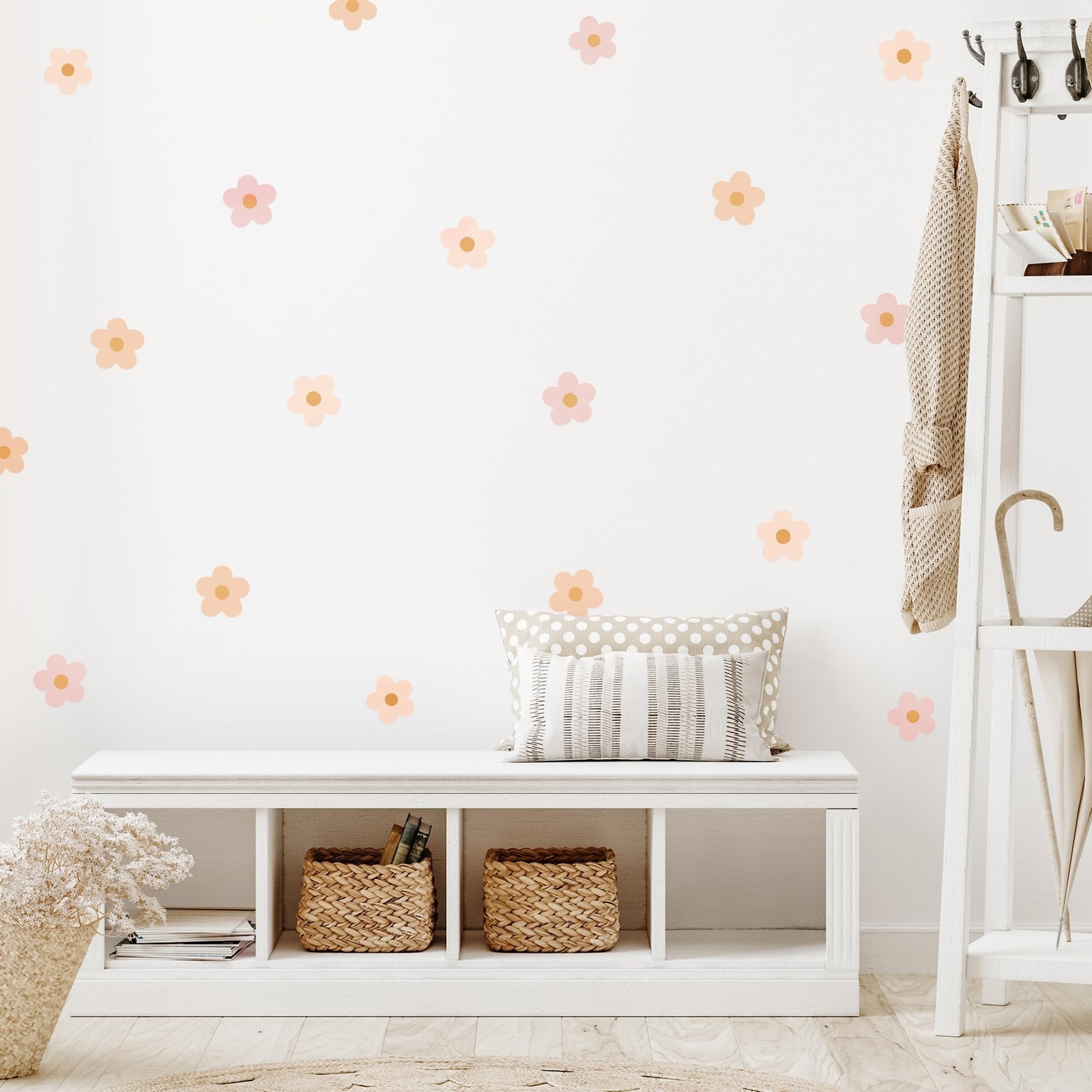 Daisy Blush Pink Boho Flowers Decals – Easy-to-Apply & Removable Wall Sticker…