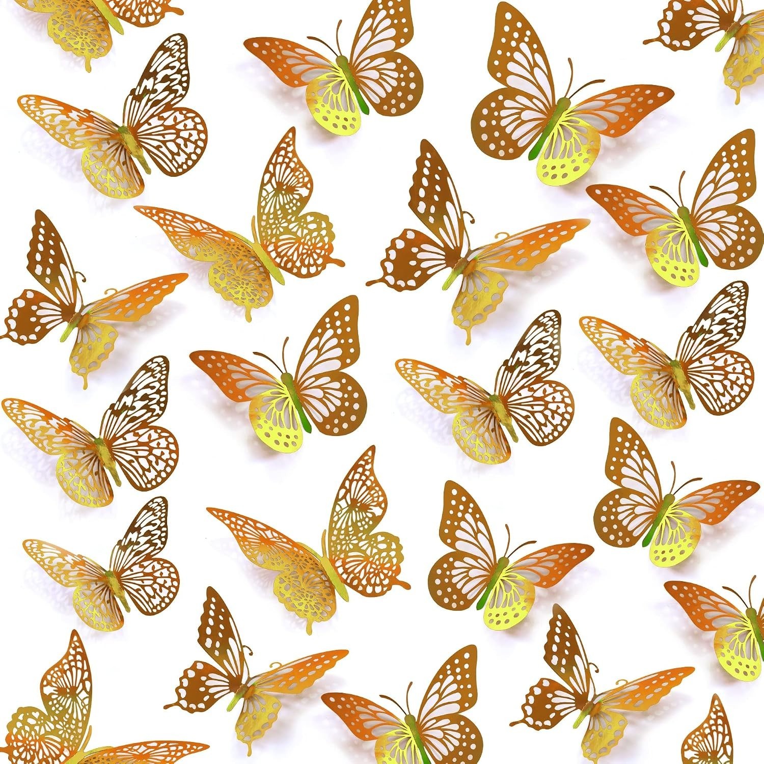 Elegant Butterfly Decals – 48 Removable Gold Wall Decorations in Various Styles