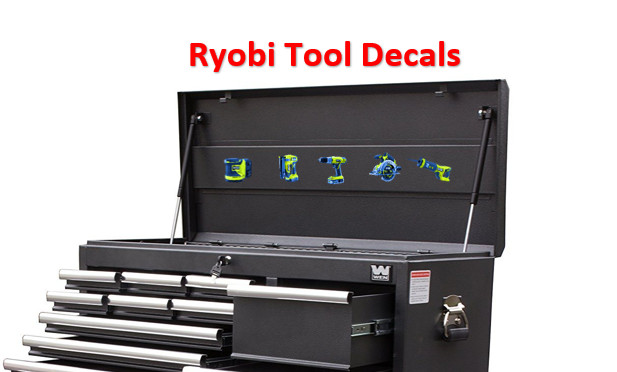 Ryobi Decal Sticker Set Tools Drill saw Battery fun toolbox decorate 11 piece