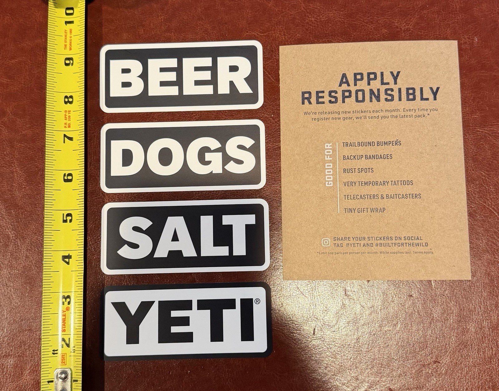 YETI Stickers Set of 4 BEER DOGS SALT LOGO Authentic Decals New