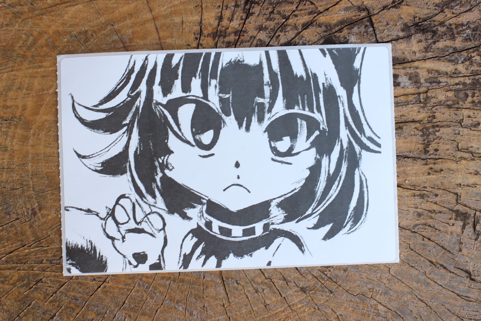 Suki Cat Girl B/W 4"x6" Thermal Sticker – Female Anime Character – Pongo Beach