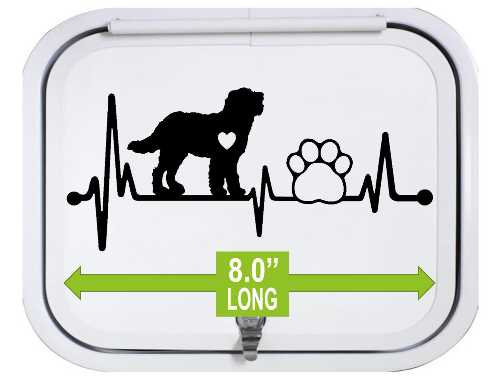 Doodle Labradoodle Heartbeat Lifeline Dog Paw Black Vinyl Decal Sticker BG 154