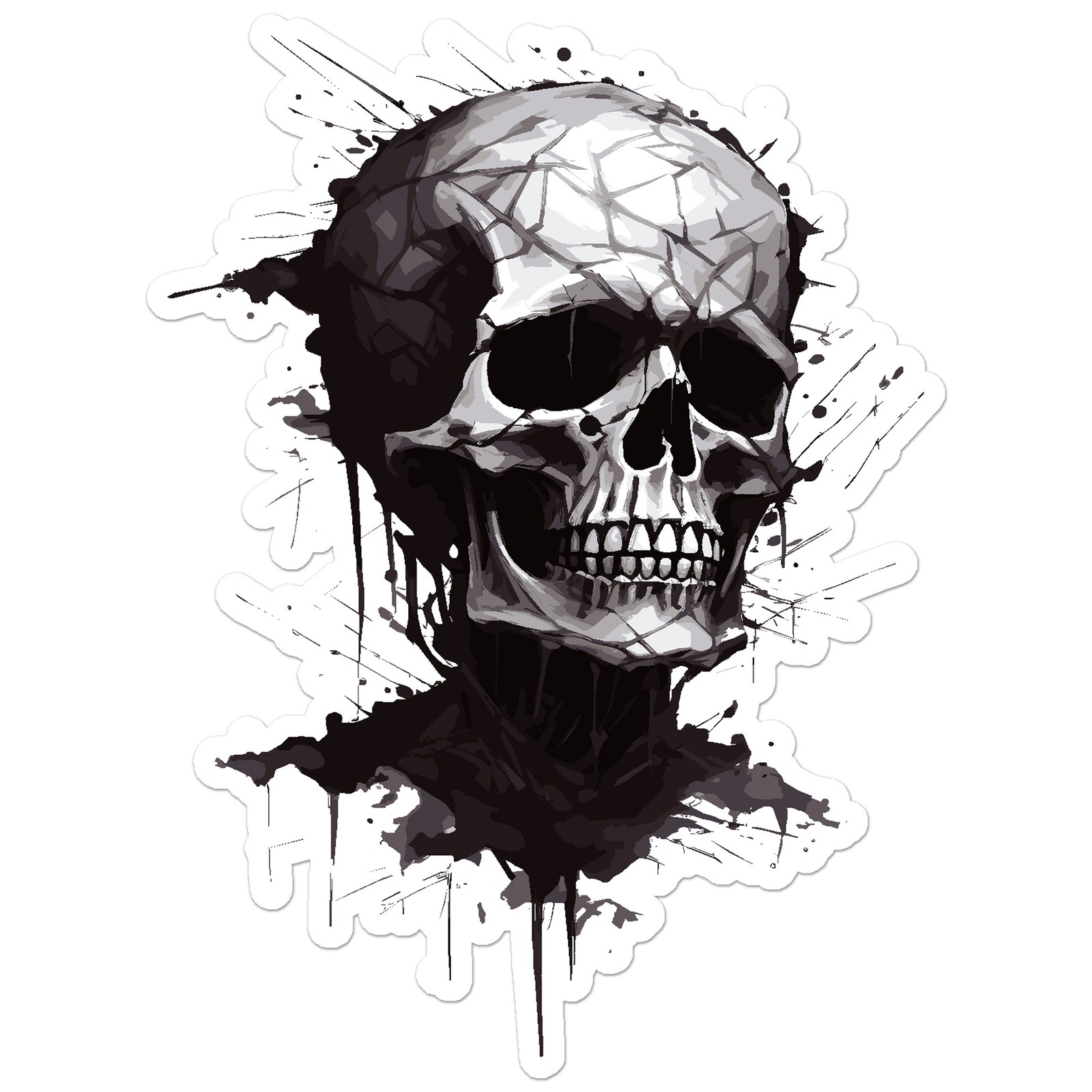 Black + White Skull – Vinyl Decal Sticker – Car Window Laptop – ebn9109