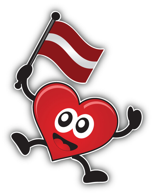 Latvia Flag Heart Car Bumper Sticker Decal