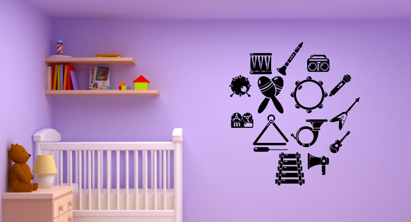 Wall Decal Musical Instruments Music Guitar Piano Vinyl Sticker (ed1756)