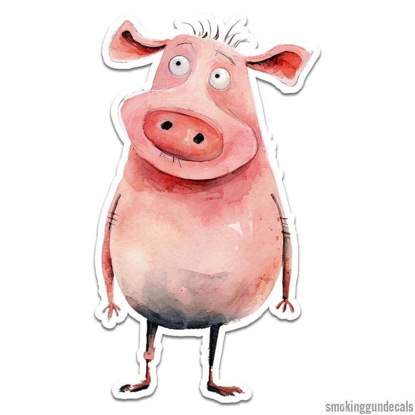 Funny Pig, Vinyl Decal Sticker, Indoor Outdoor, 3 Sizes, #12321