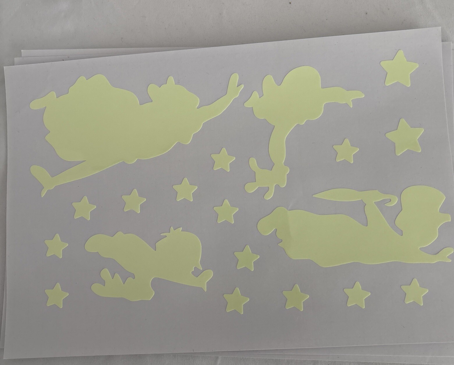 Disney Peter Pan& Friends Stickers, Glow In Dark, Wall Decal, whimsical