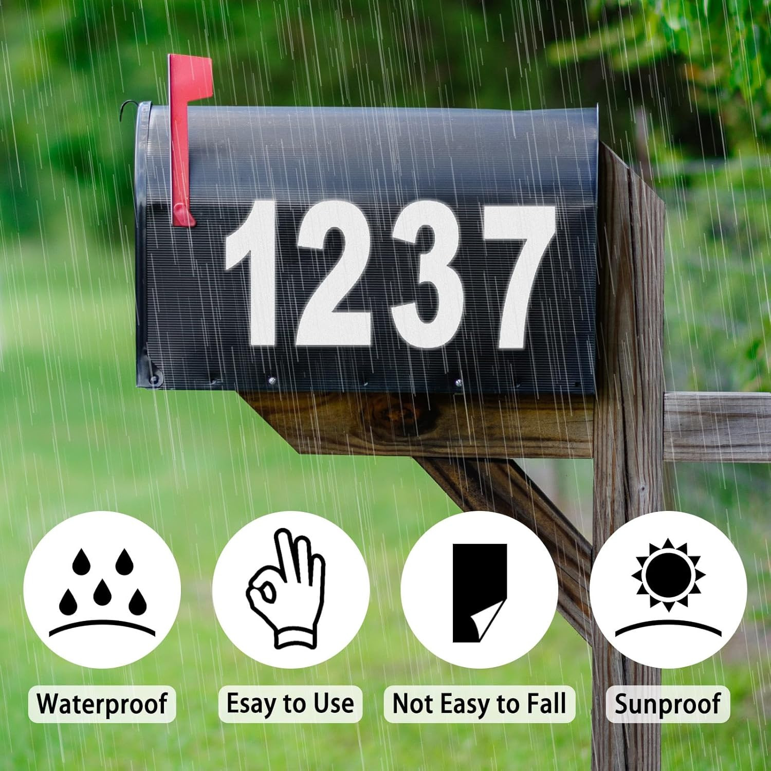3 Inch Reflective Mailbox Numbers Sticker (0-9, 5 Sets) for Outside, Strong Self