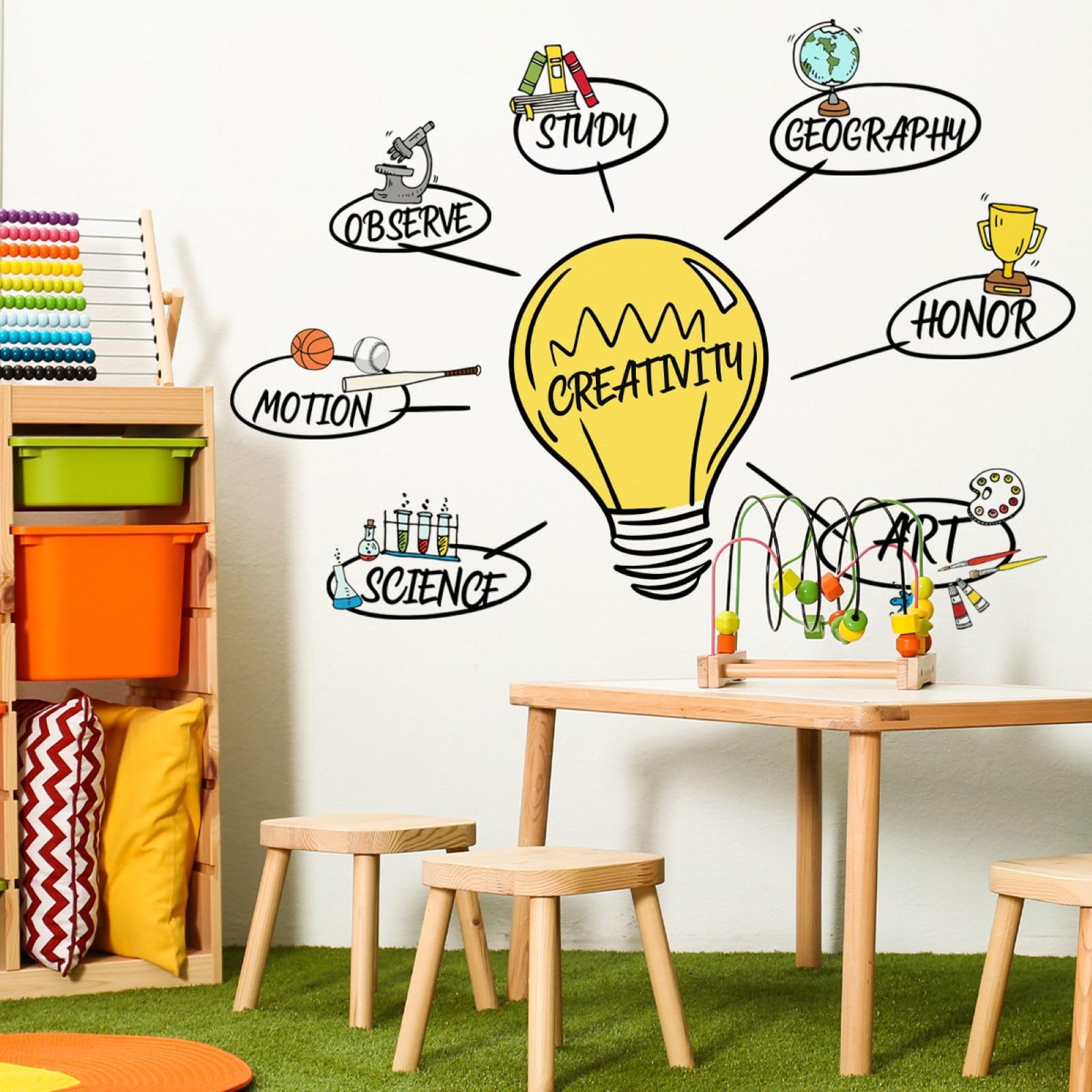 Vibrant Inspirational Quotes Wall Stickers with Bulb and Motivational Words D…