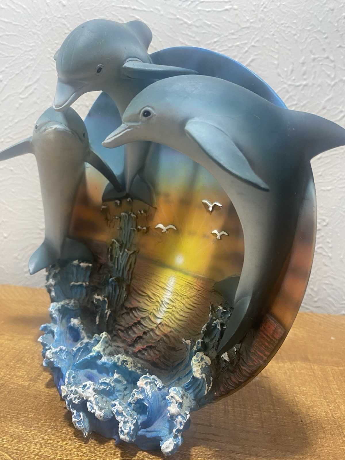 Dolphin Plate 3d Art With Sunset Room Decor Beach Vibe