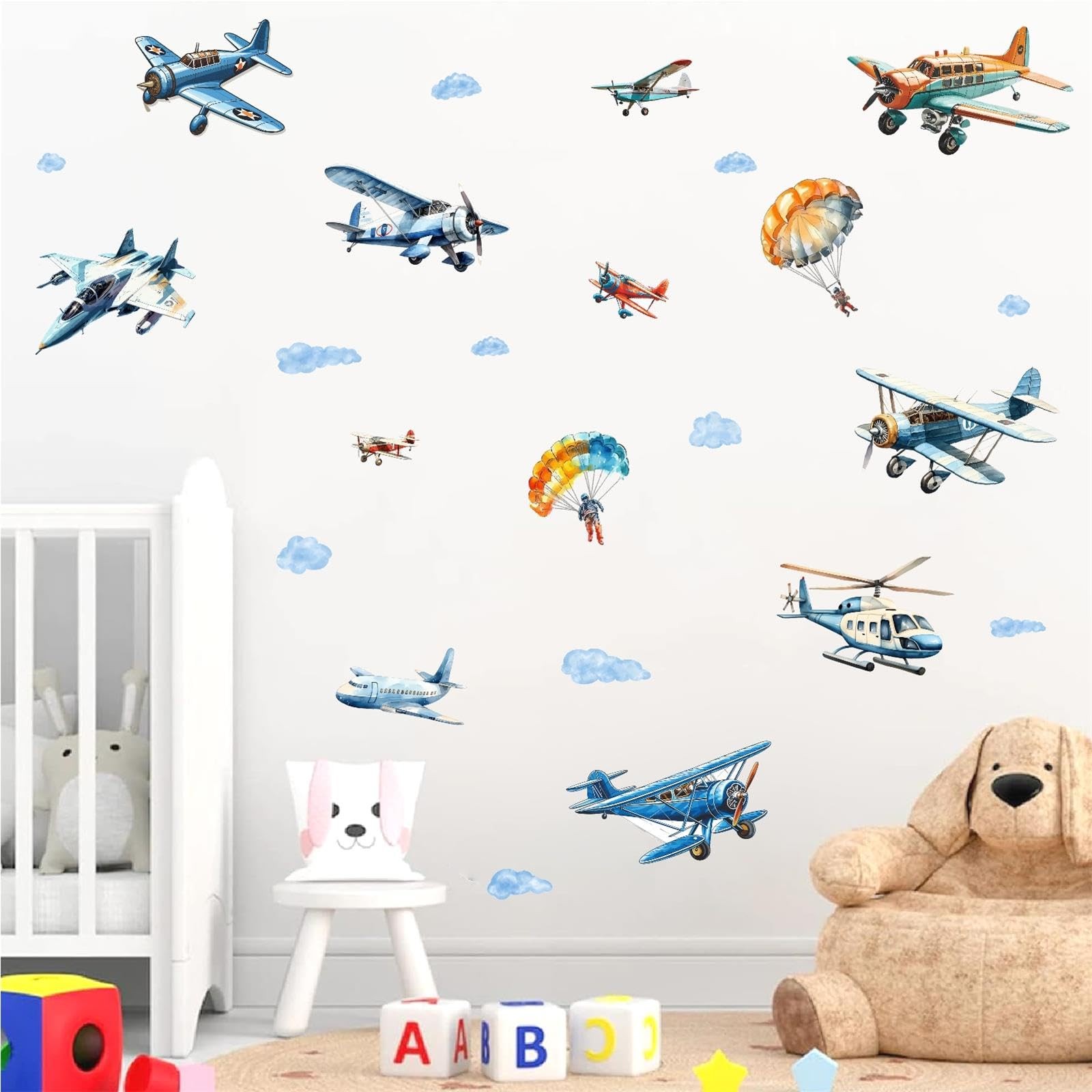 Airplane Wall Stickers Large Airplanes Wall Decals Plane Clouds Decals Aircra…