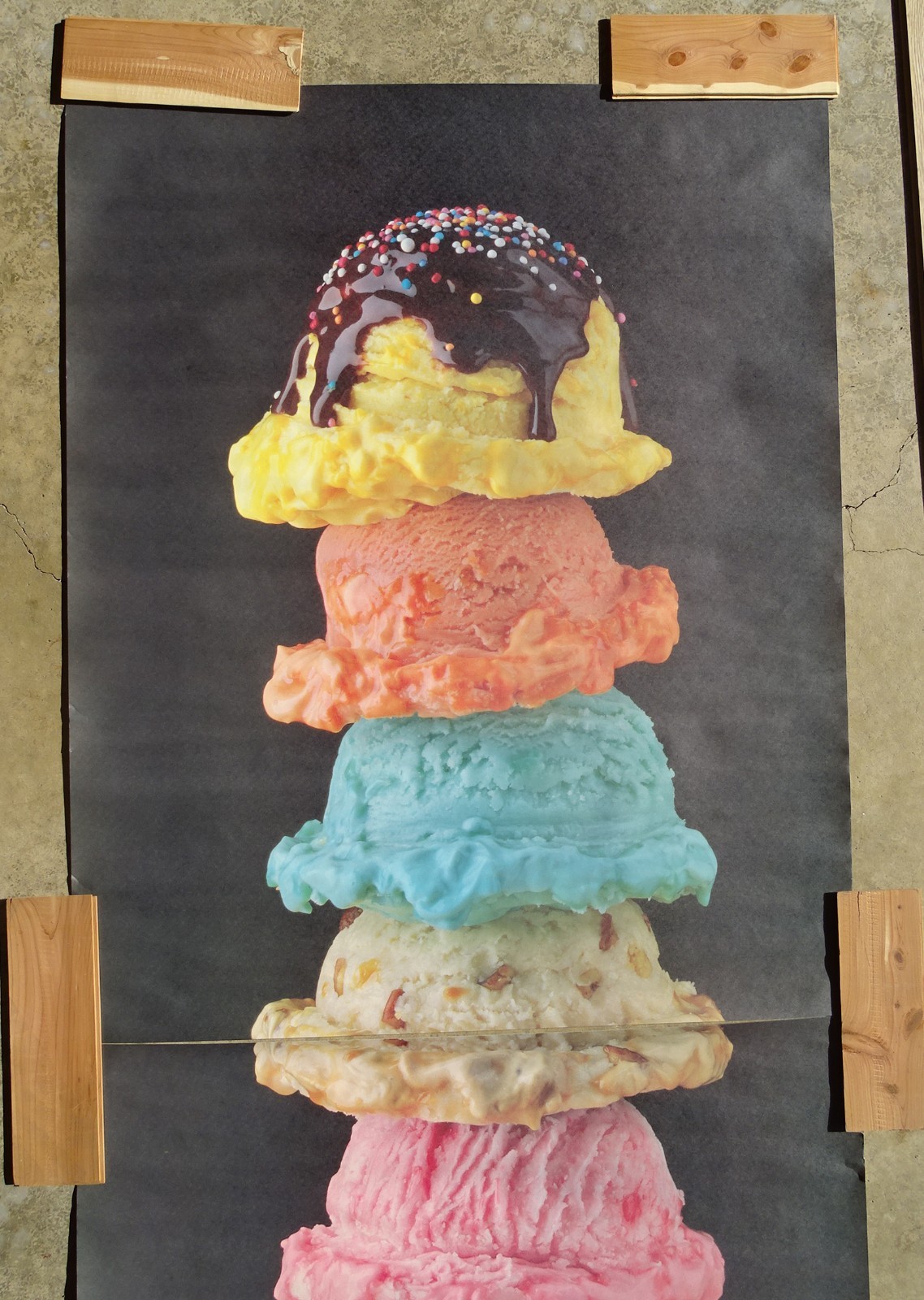 Food Challenge GIANT 5 Scoop Ice Cream Photo Door Wall Mural Poster 82.5” X 34”