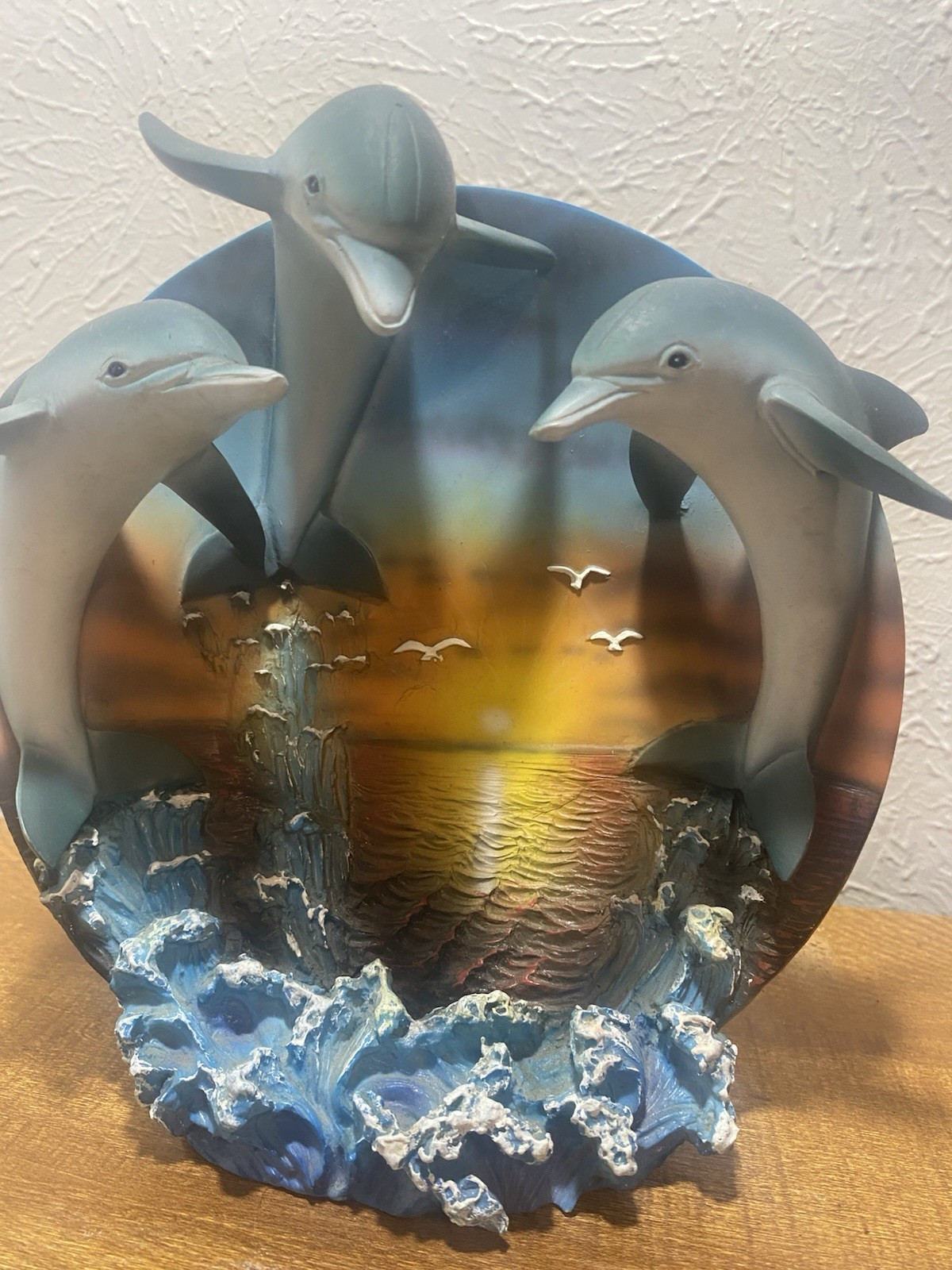 Dolphin Plate 3d Art With Sunset Room Decor Beach Vibe