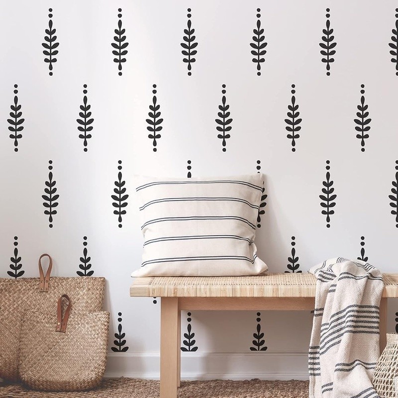 Peel & Stick Removable Wall Decals Waterproof Floral Leaves Home Decor 40 Pieces