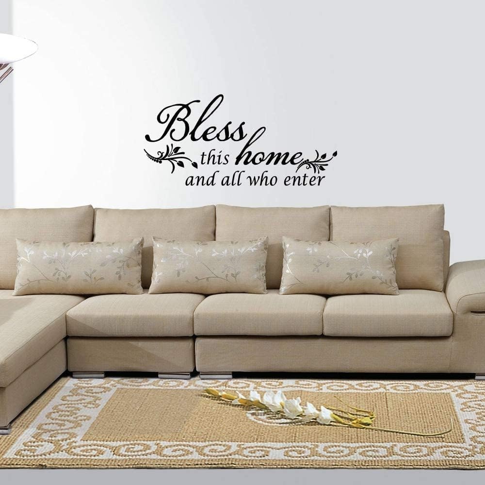 Bless This Home and All who Enter Vinyl Wall Decal Entryway Living Bible Verse