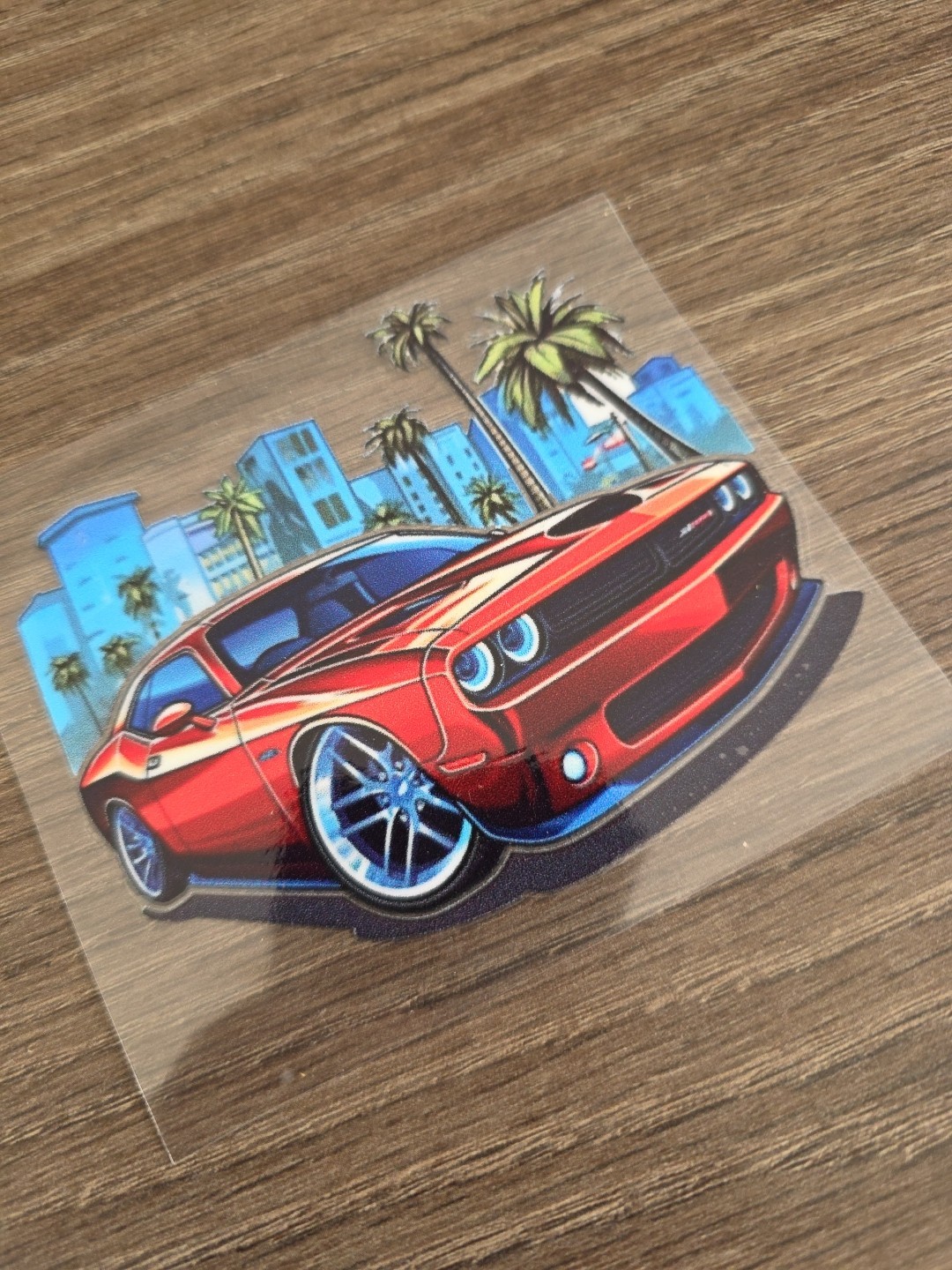 Dodge Challenger Skyline High Quality Waterproof Raised UVDTF Window Decal 4in