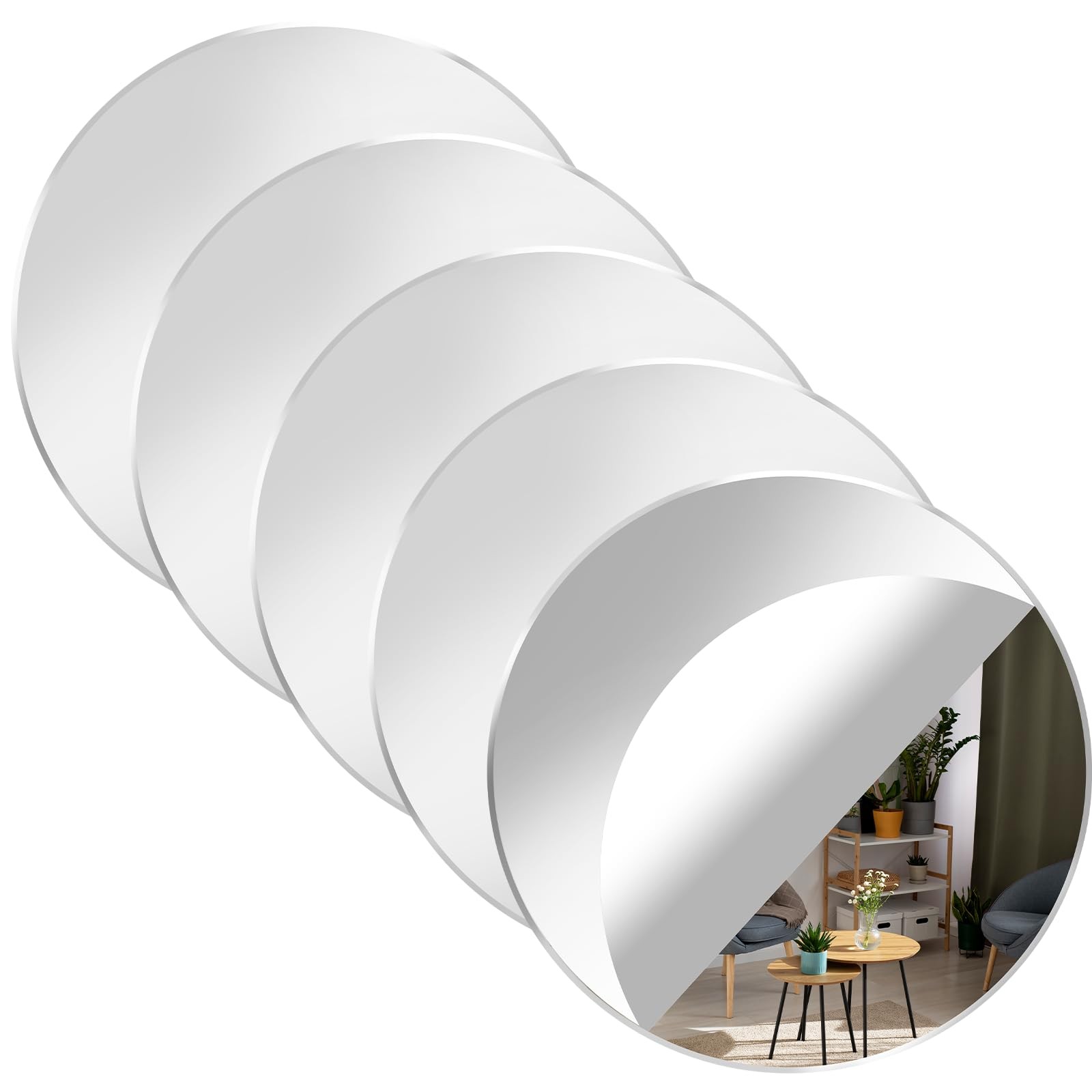 Aeaocvo 5 Pack Acrylic Round Mirrors, 4” Non-Glass Round Mirrors for Wall Dec…