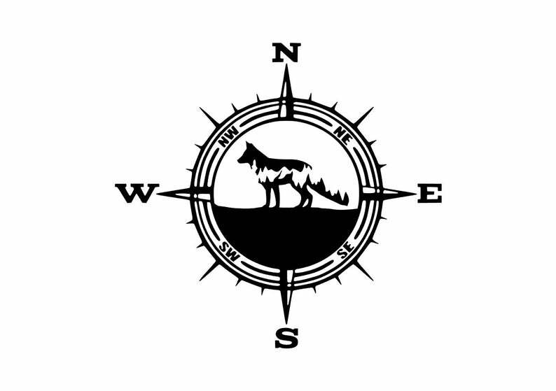 COMPASS FOX MOUNTAINS Vinyl Decal for Jeep Car Truck Bumper Wall Window