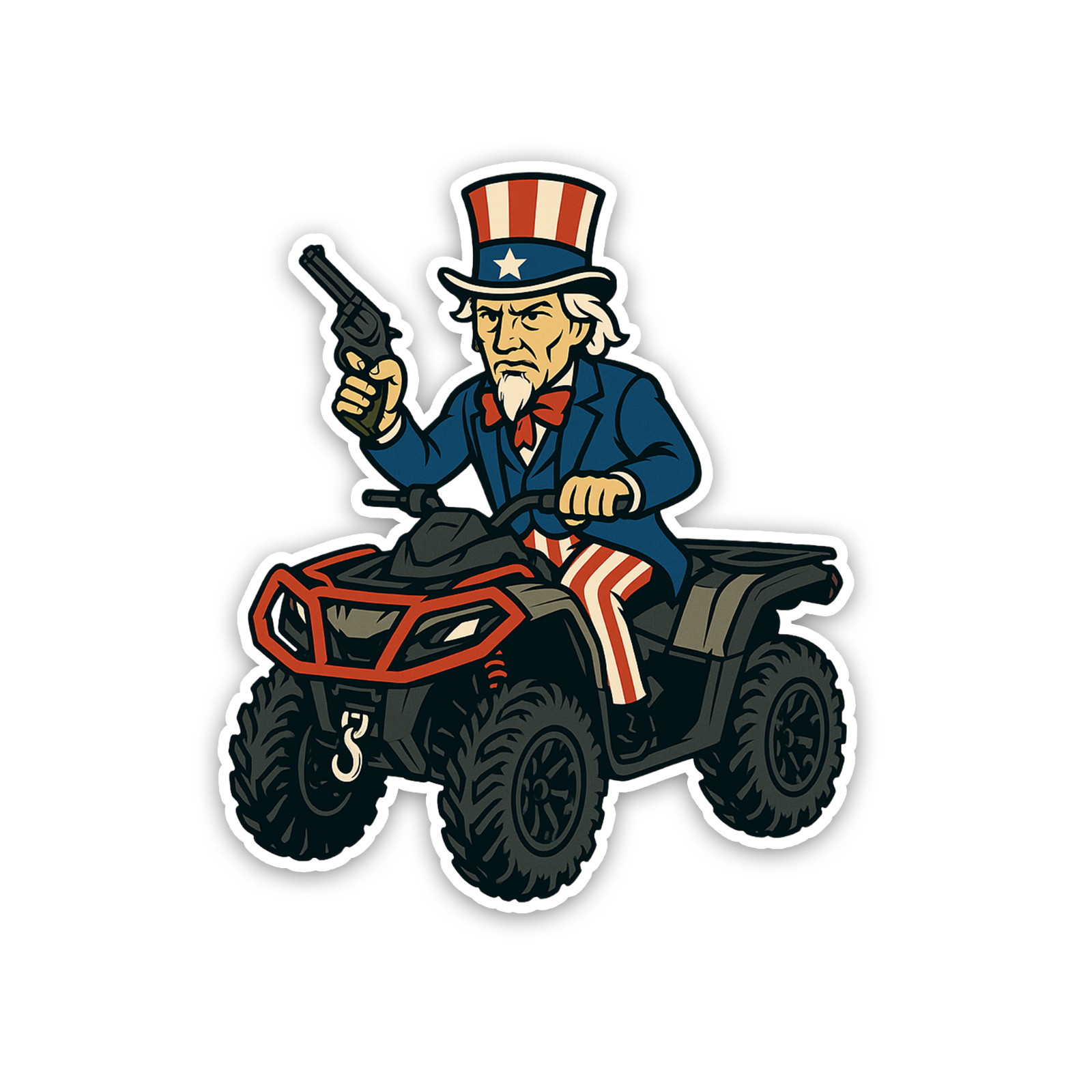 ATV 4-Wheeler Decal 4 inch Vinyl Waterproof Sticker Outdoors Uncle Sam