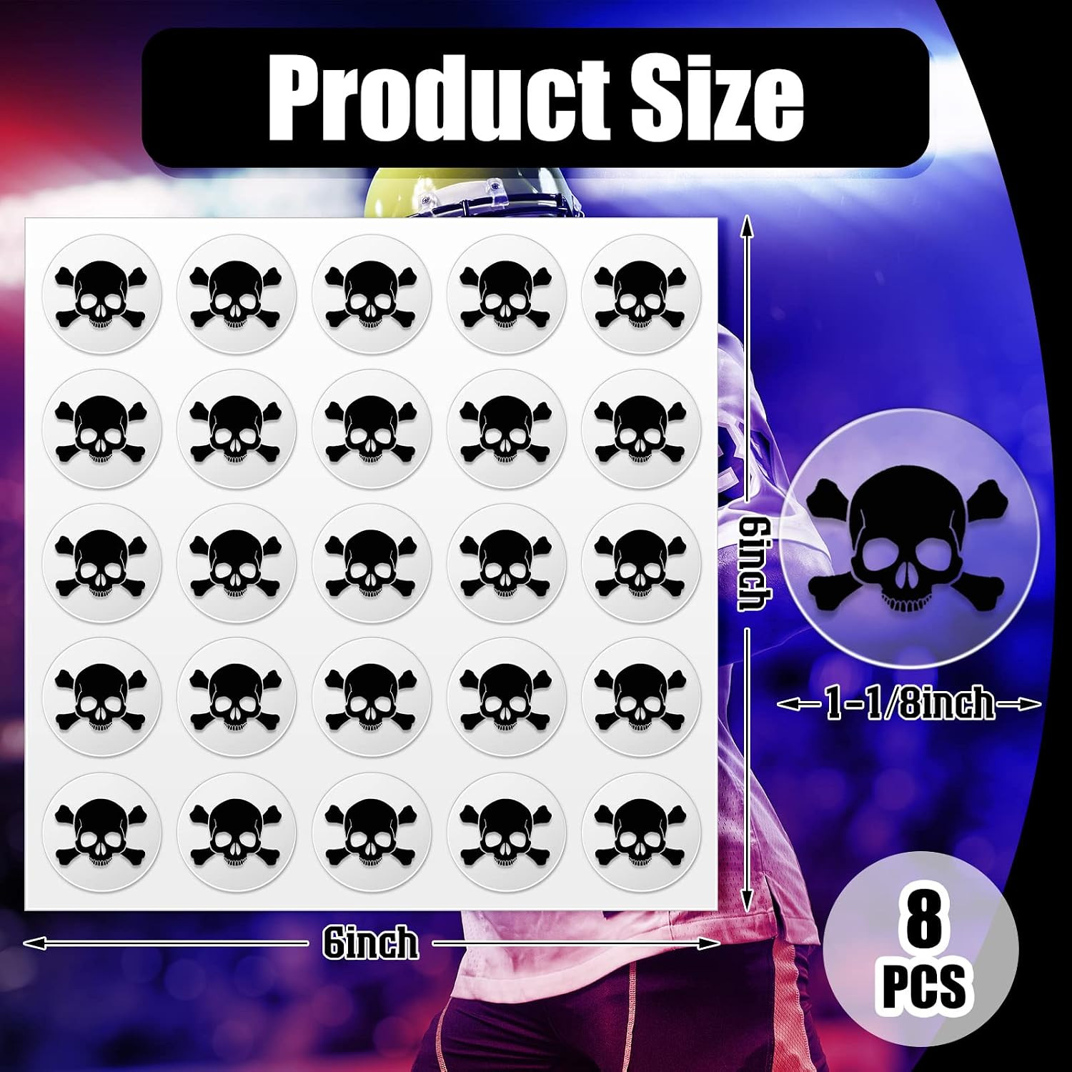 Helmet Stickers Football Baseball Helmet Decals 1-1/8 Inch Vinyl Sports Football