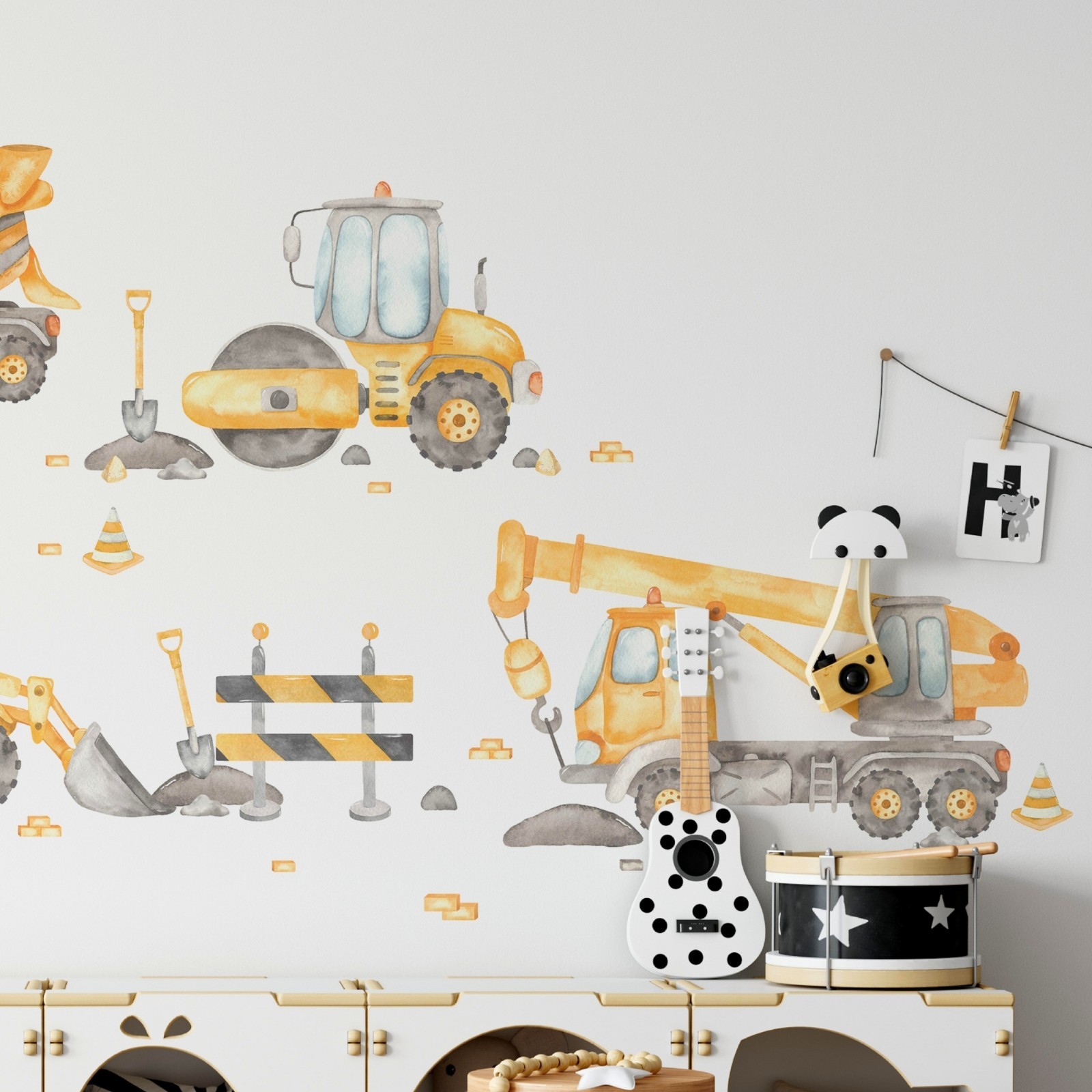 Construction Truck Wall Decal Set Transportation Kids Boys Room Nursery Decor