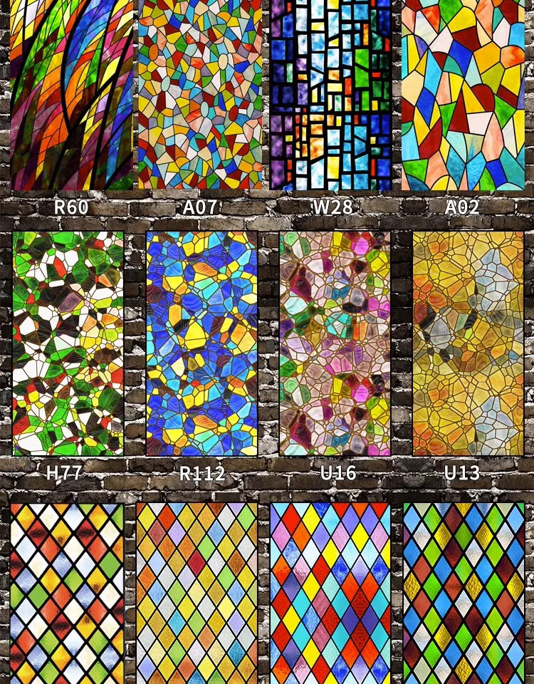 Retro Static Cling Privacy Window Sticker Frosted Stained Church Glass Sticker