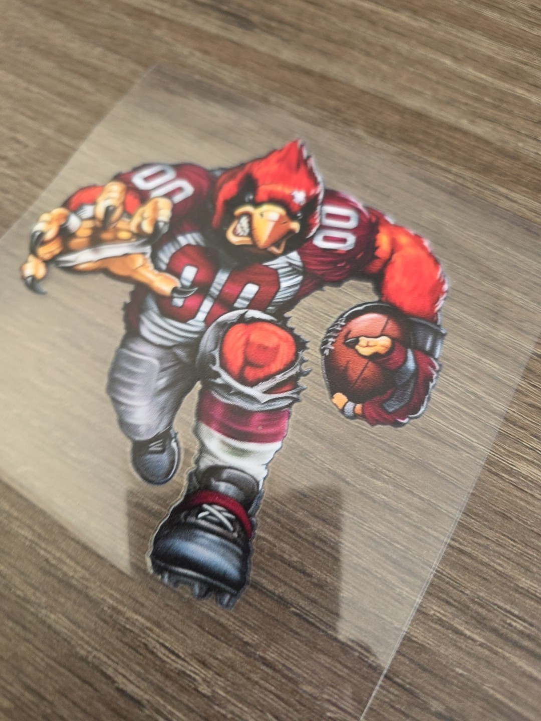 Arizona Cardinals Running Football Player Raised UV DTF Decal 4in X 4in Color