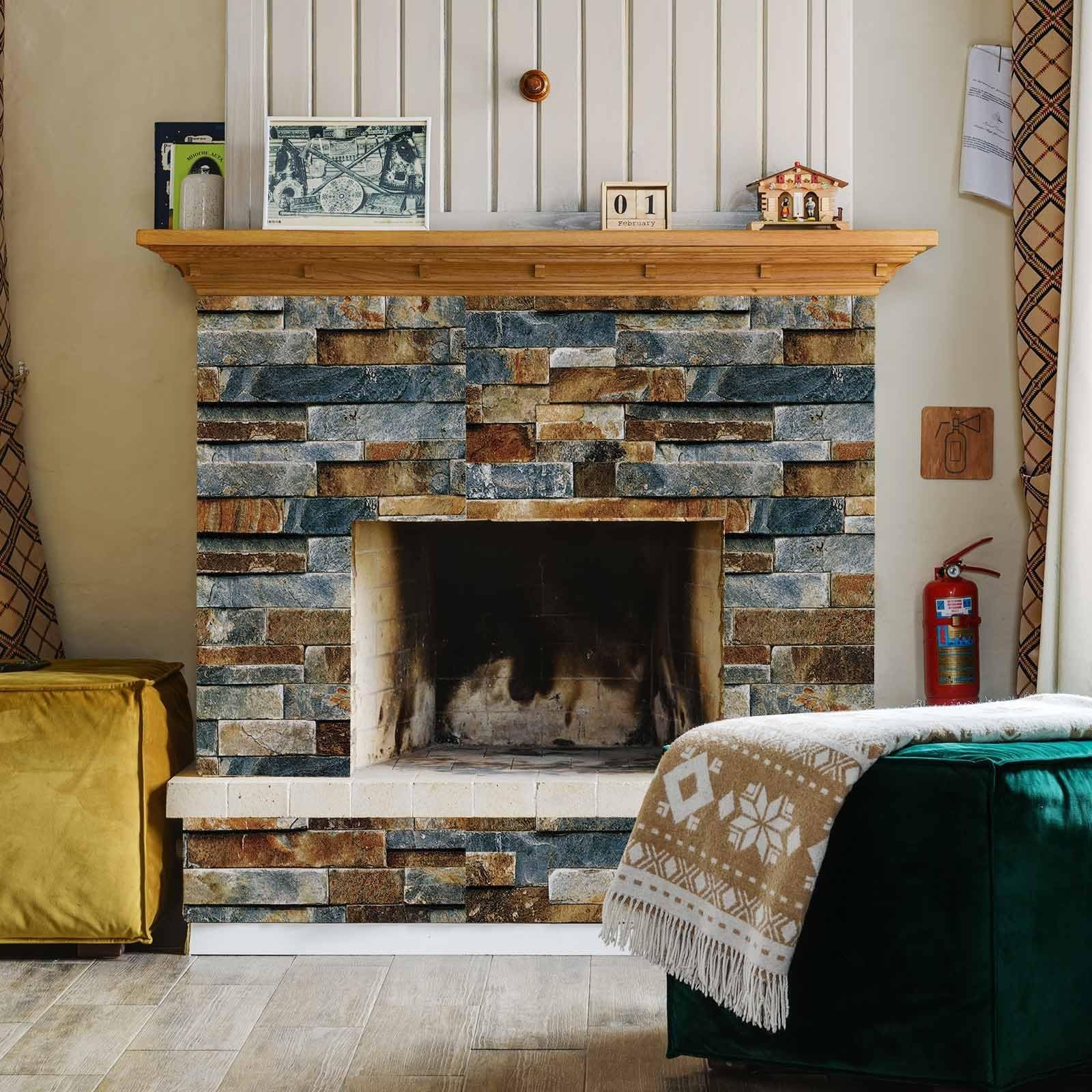 CAX Stone Peel and Stick Wallpaper Faux Stone Wallpaper 17.5" X 480" Brick Co…