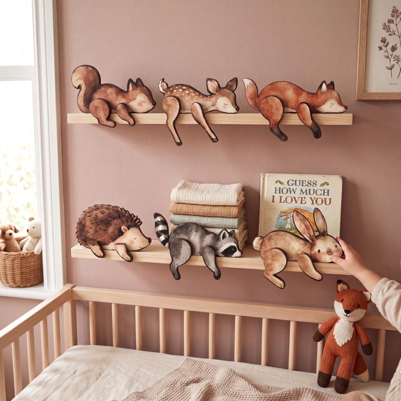 Mifoci 6 Pcs Forest Woodland Nursery Decor Wooden Animal Tabletop Centerpiece…
