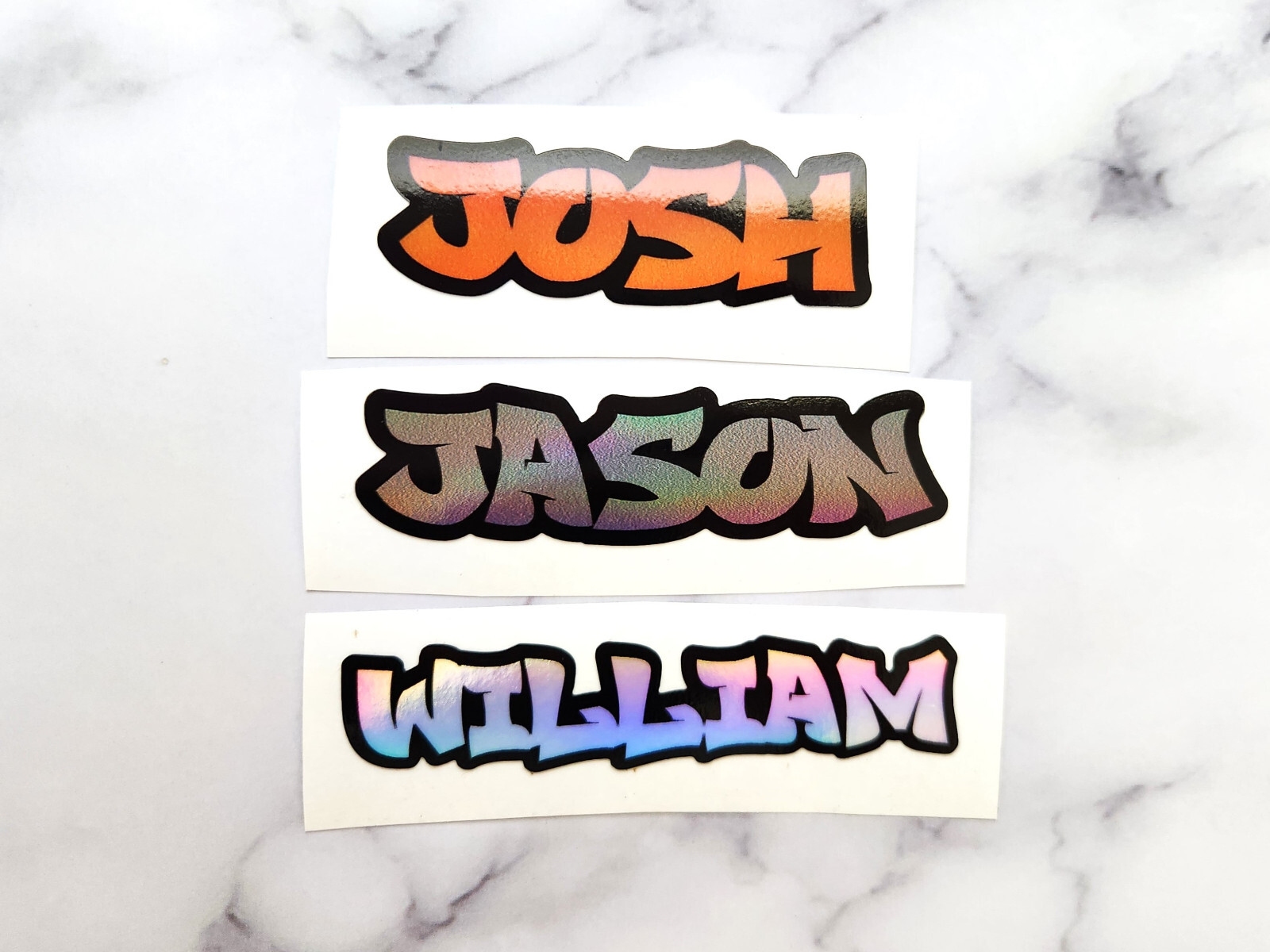 Holographic Graffiti Font Layered Name Sticker Custom Vinyl Lettering Text decal