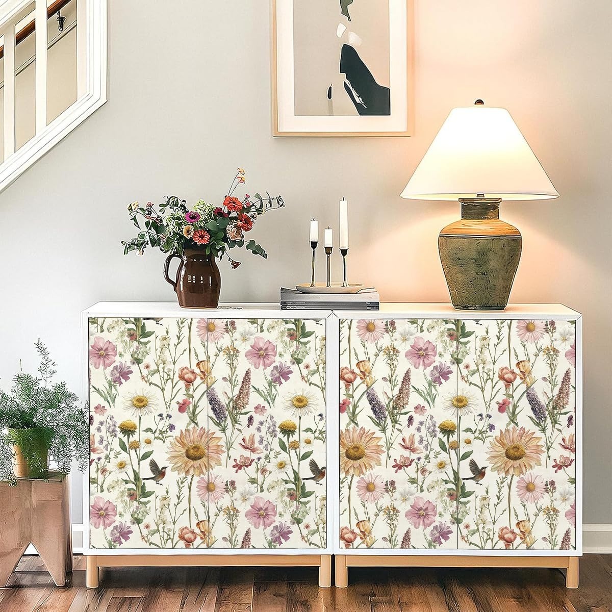 Floral Peel and Stick Wallpaper Vintage Flower Contact Paper