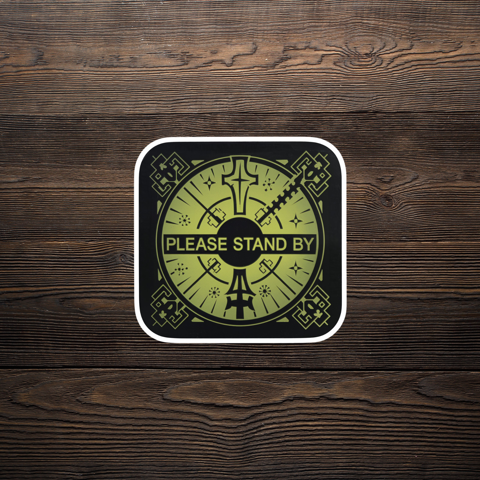Please Stand By – Glow in the Dark Fallout Inspired Sticker – Sci-Fi Fan Gift #1