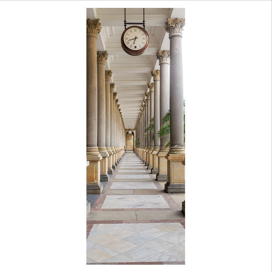 3D Self Adhesive Vintage Hallway Clock Door Sticker Wall Decor Mural Wallpaper