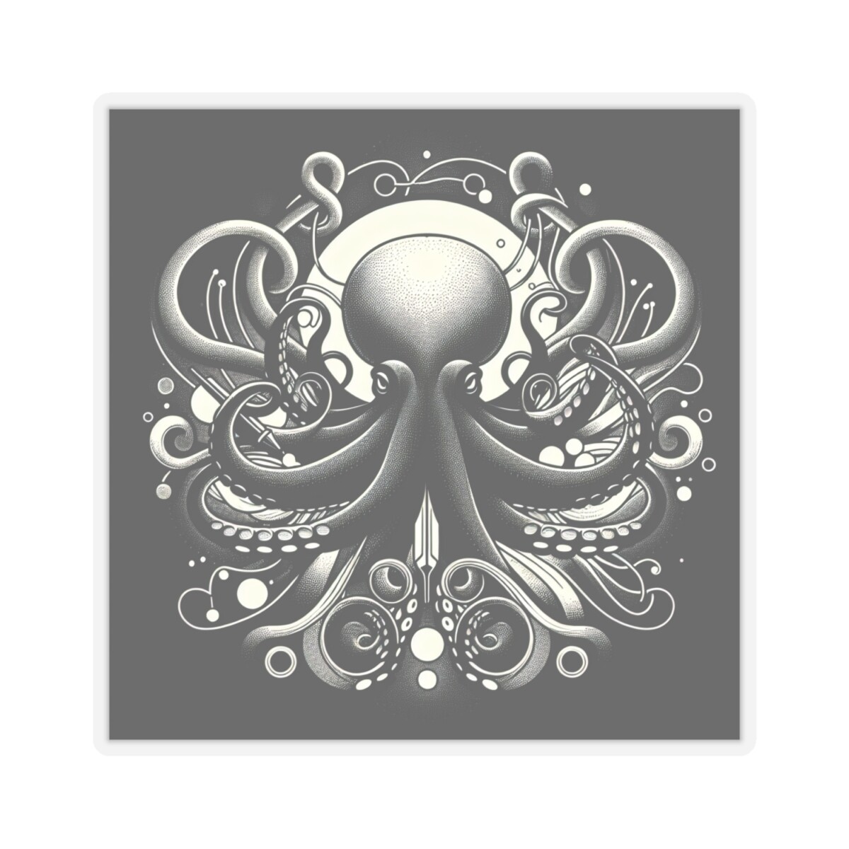 Sticker Art Deco Octopus Mind's Kraken Artwork Nautical 2×2" 3×3" 4×4" 6×6"