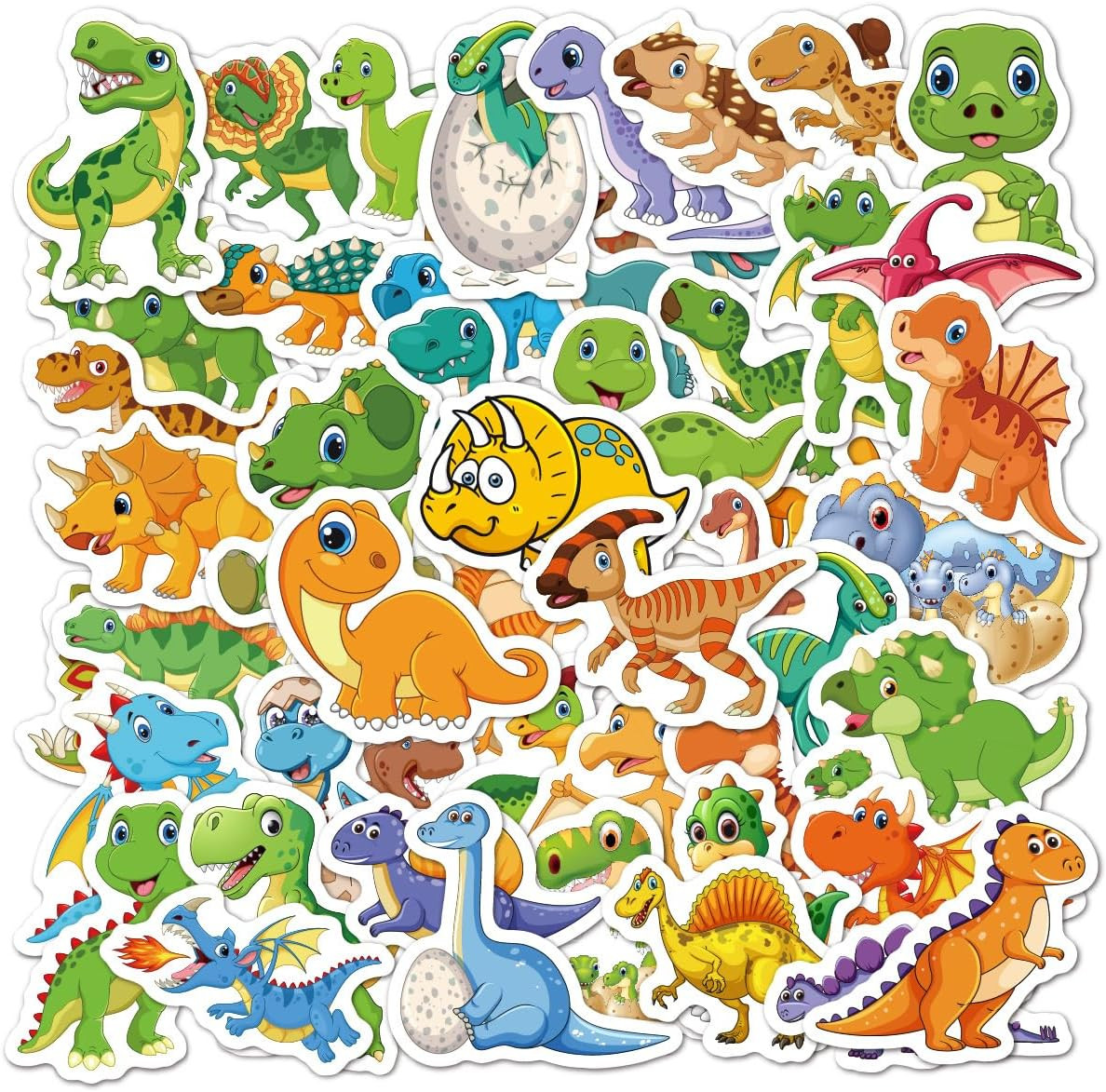 100Pcs Cute Cartoon Dinosaur Stickers for Kids Waterproof Vinyl Dino Stickers