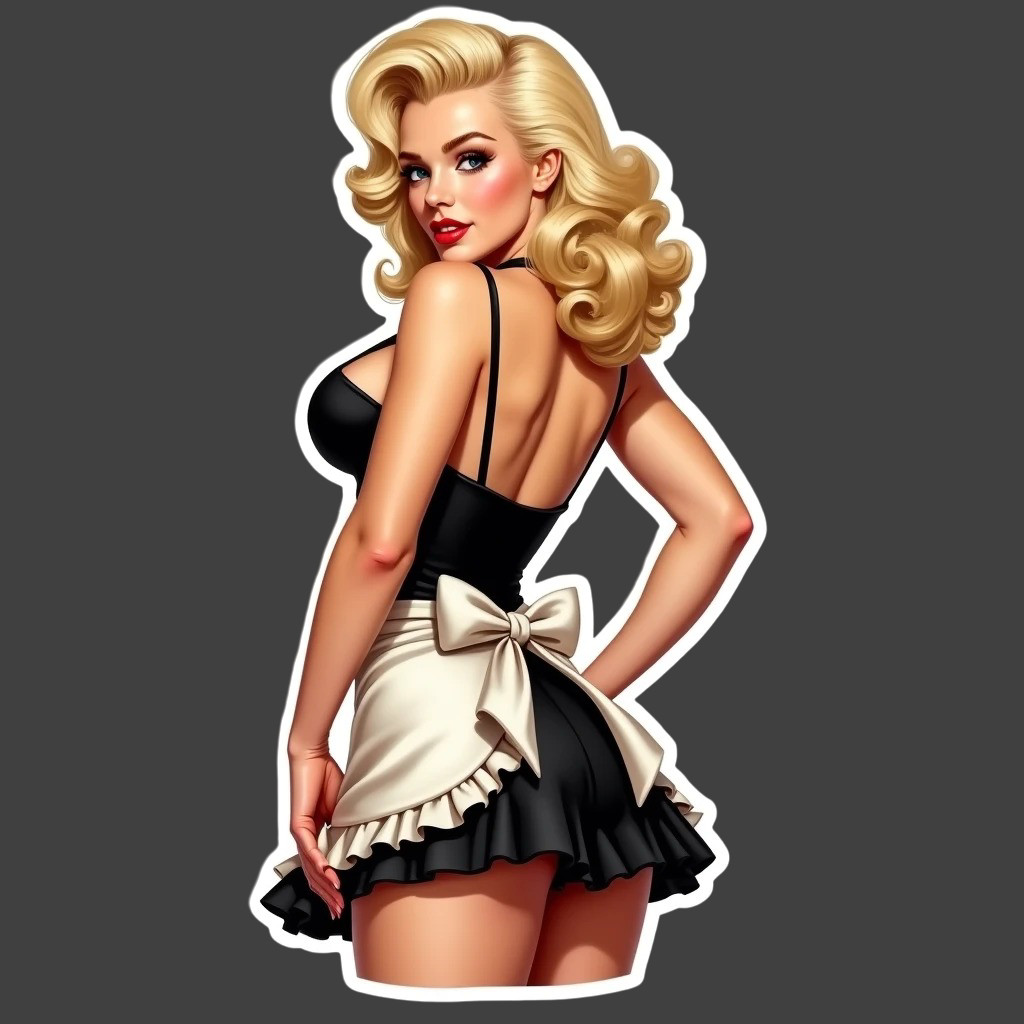 Pinup Girl Sticker Vinyl Decal Retro Blonde Maid Vintage Pinup Art