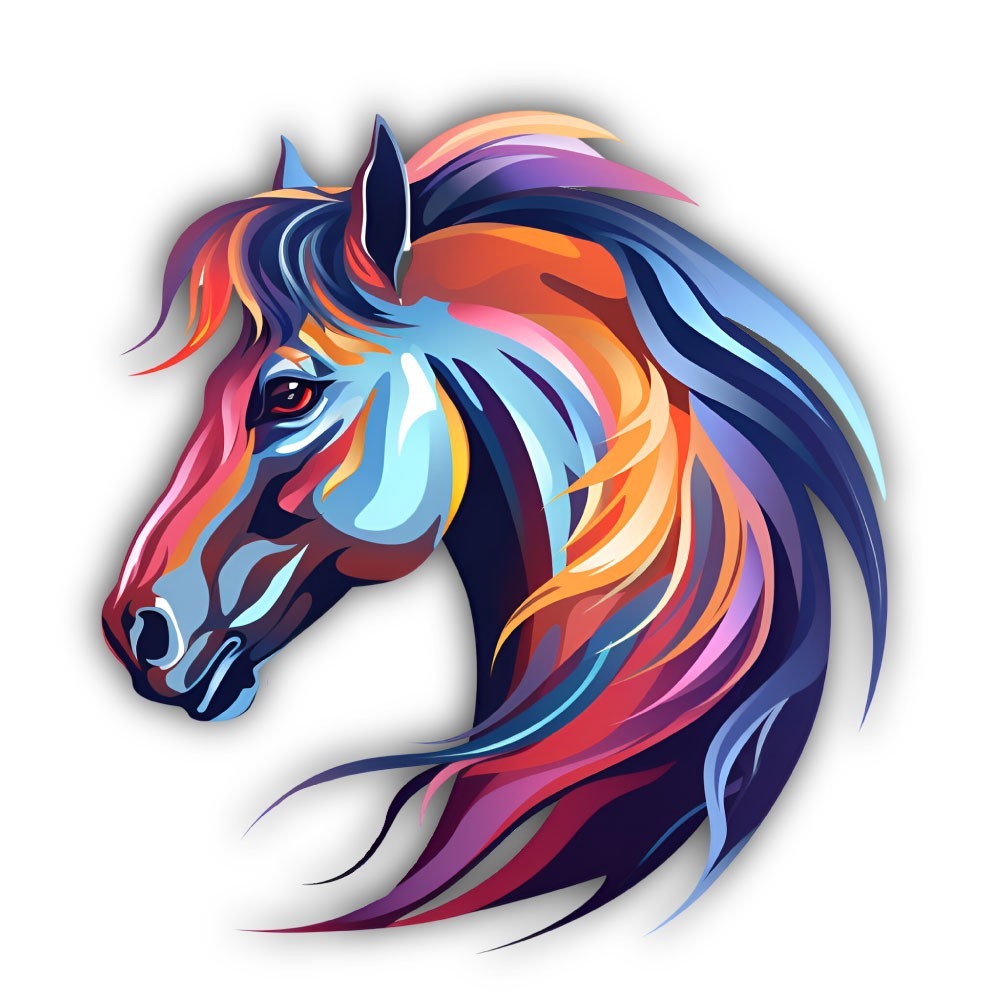 Stallion Horse Color Art Cut To Shape Vinyl Sticker
