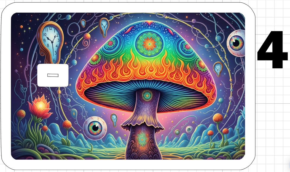 Acid Trip Magic Mushroom ATM Debit Credit Sticker Skin Trippy Retro Groovy Gift