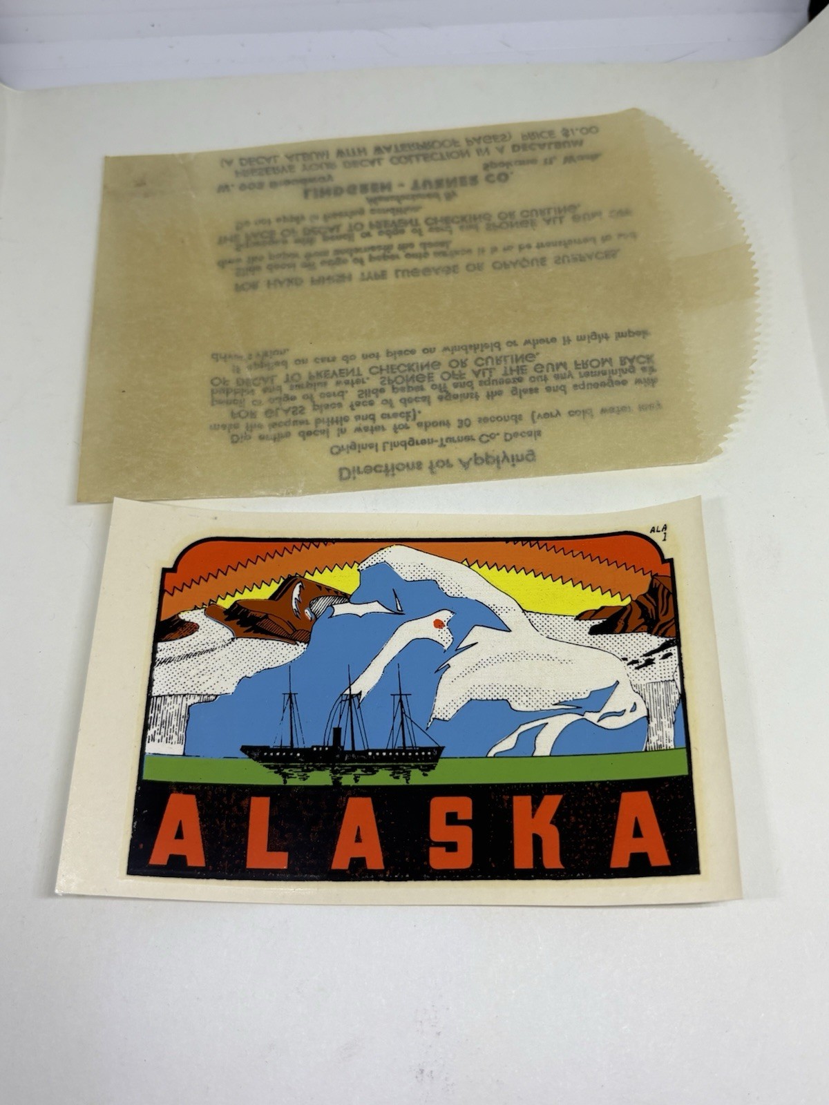 Vintage Alaska Souvenir Decal Sticker Luggage Label 1960’s Original Packaging