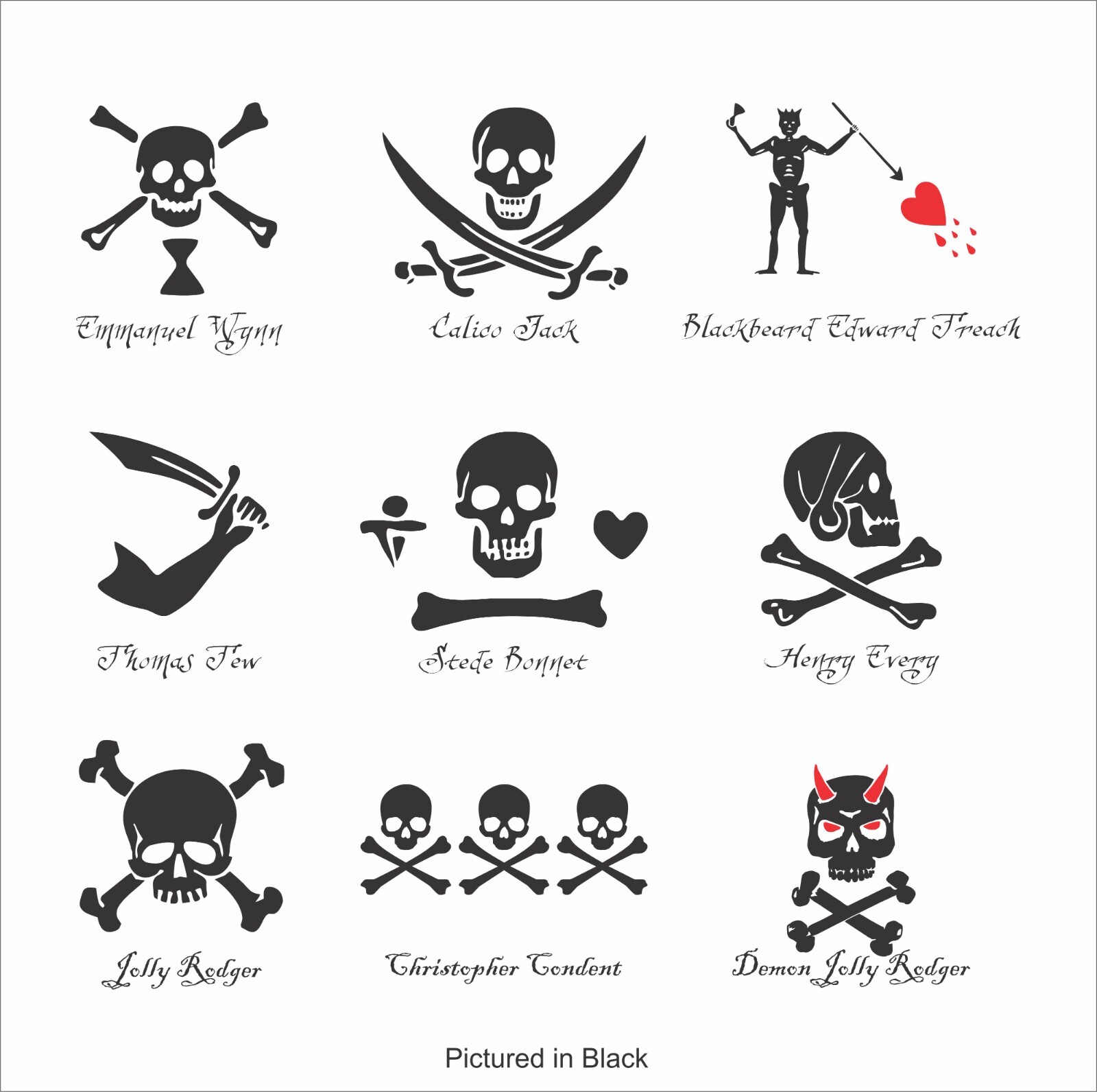 Pirate Flag Vinyl Decals Jolly Roger Blackbeard