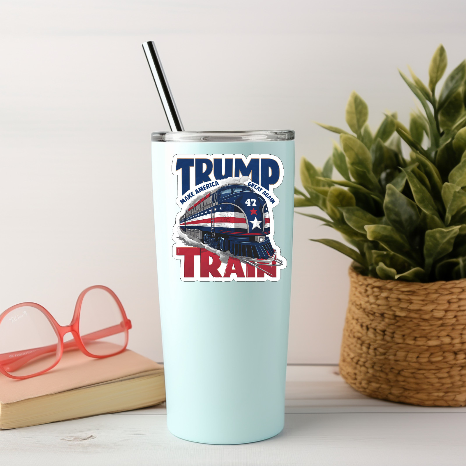 NEW- MAGA – TRUMP TRAIN 2024 "Make US Great AGAIN" Vinyl Sticker 3×3.5 INCHES