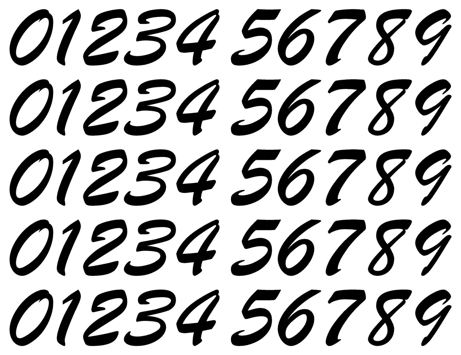 0 1 2 3 Numbers Script Die Cut Vinyl Decals Waterproof Many Colors and Sizes
