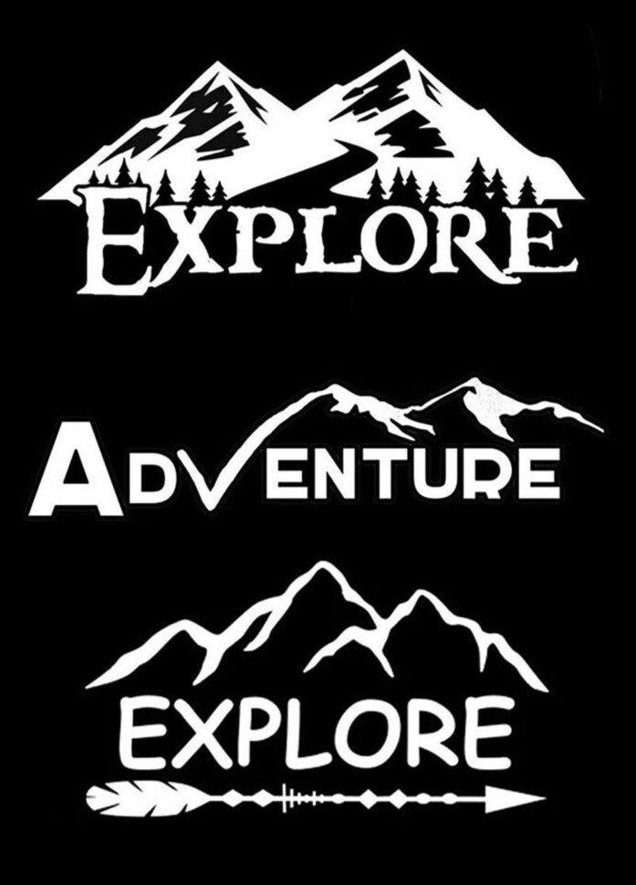 Explore Mountains Hiking Adventure 3 Pack 5" Vinyl Decal car truck window camper